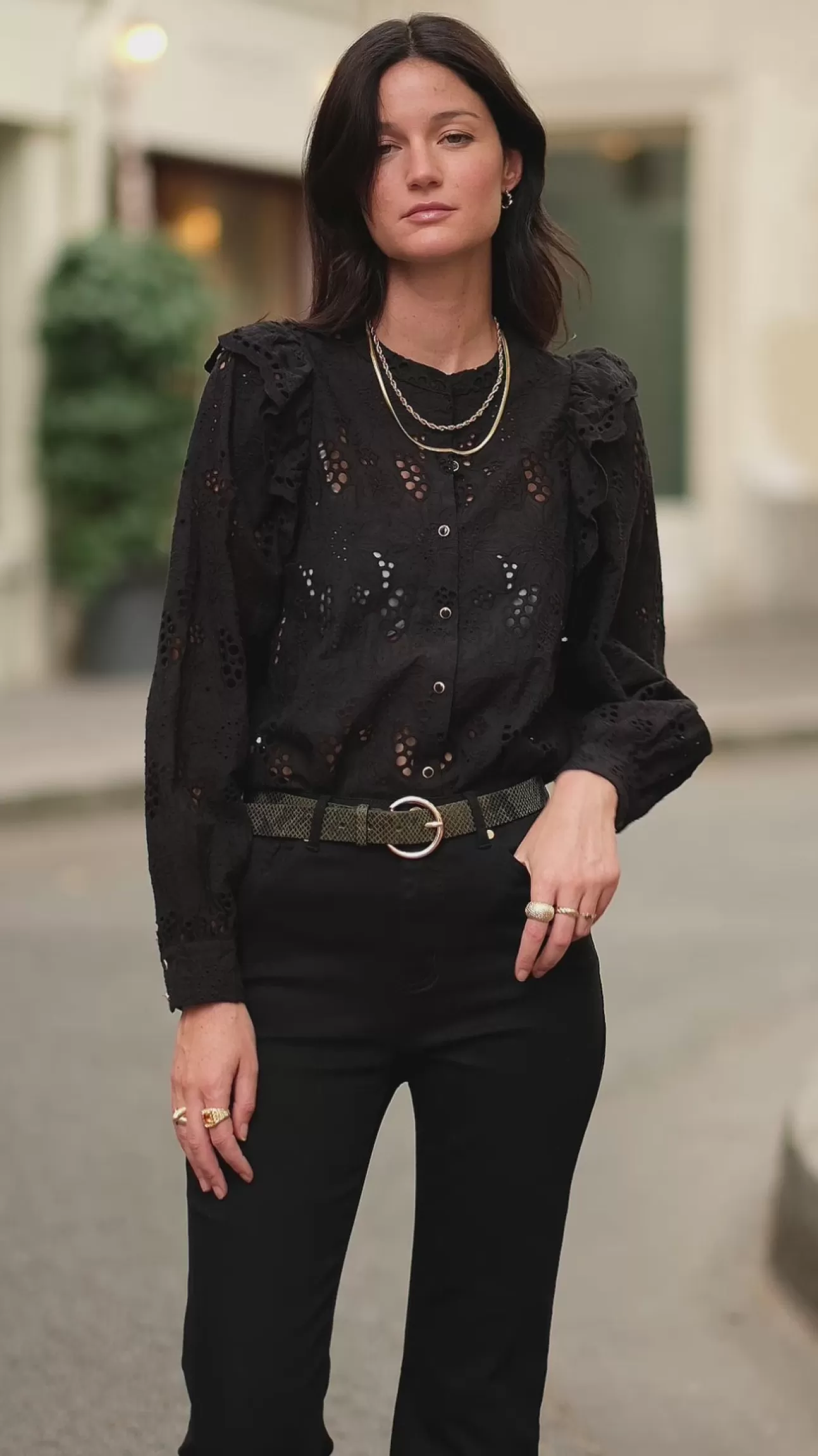 LA PETITE ÉTOILE Blouse Arsine Noir Hot