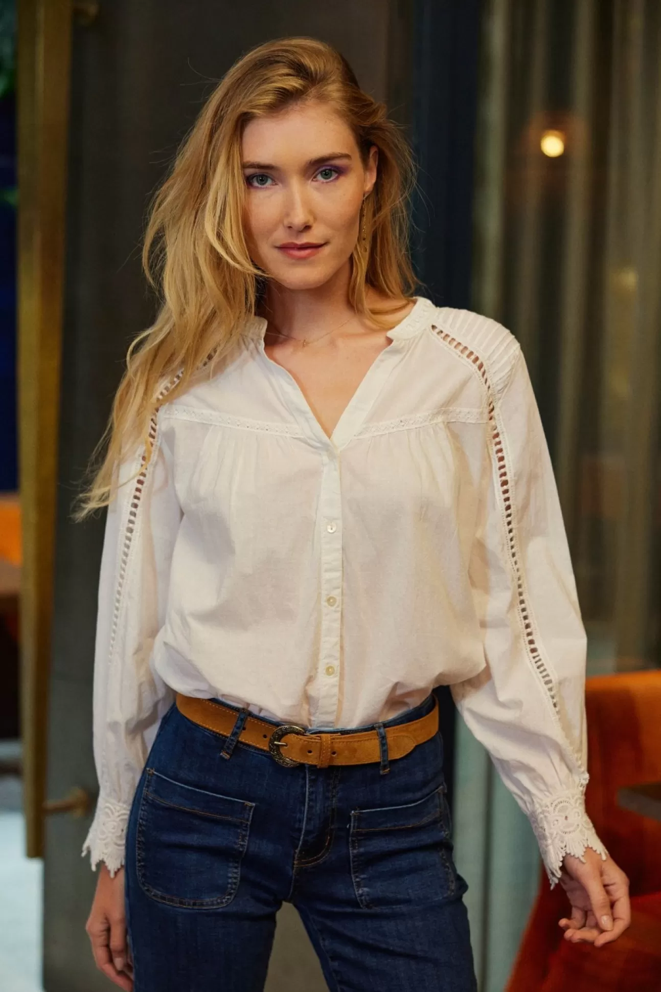 LA PETITE ÉTOILE Blouse Loan Blanc New