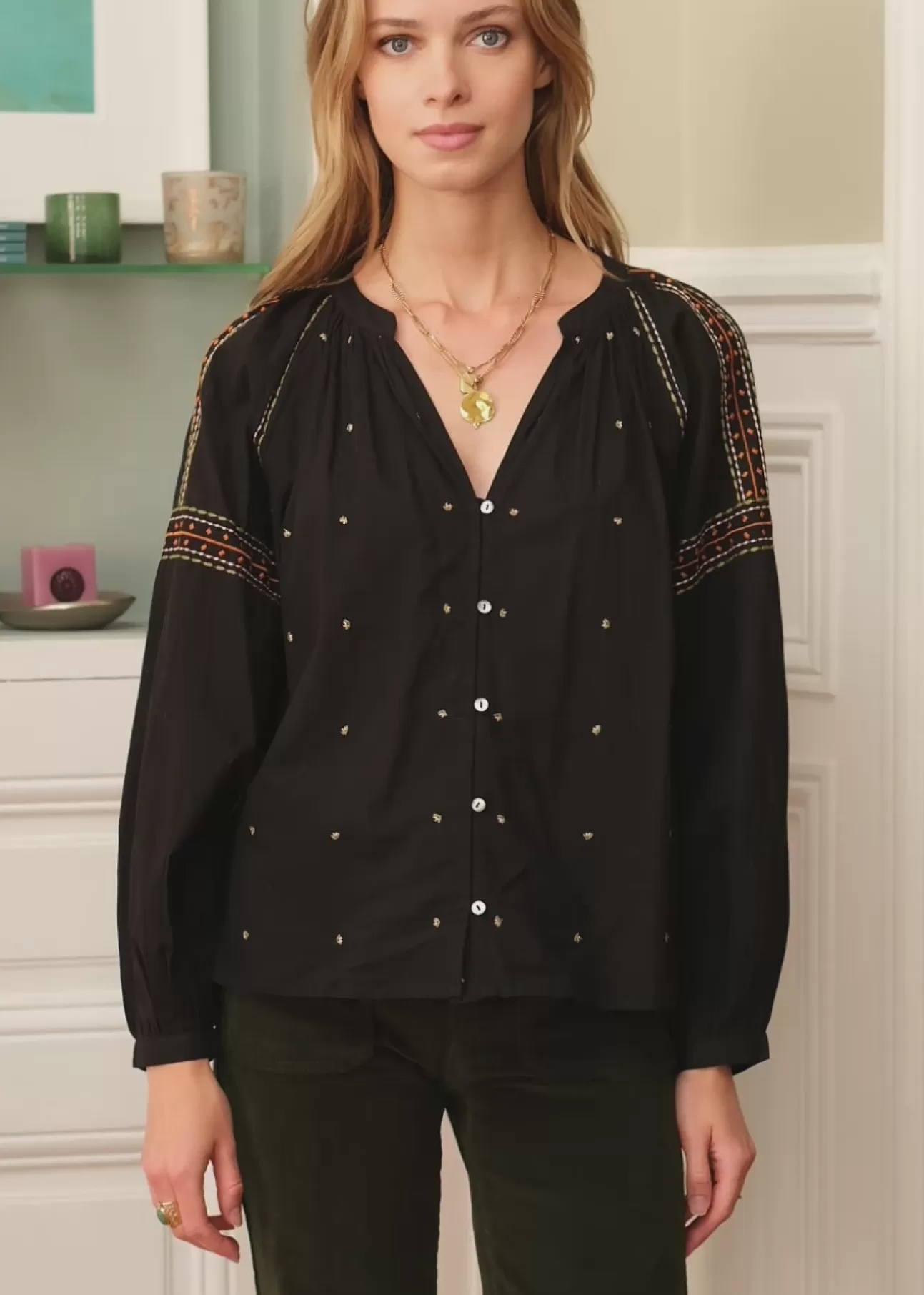 LA PETITE ÉTOILE Blouse Sloane Noir Shop