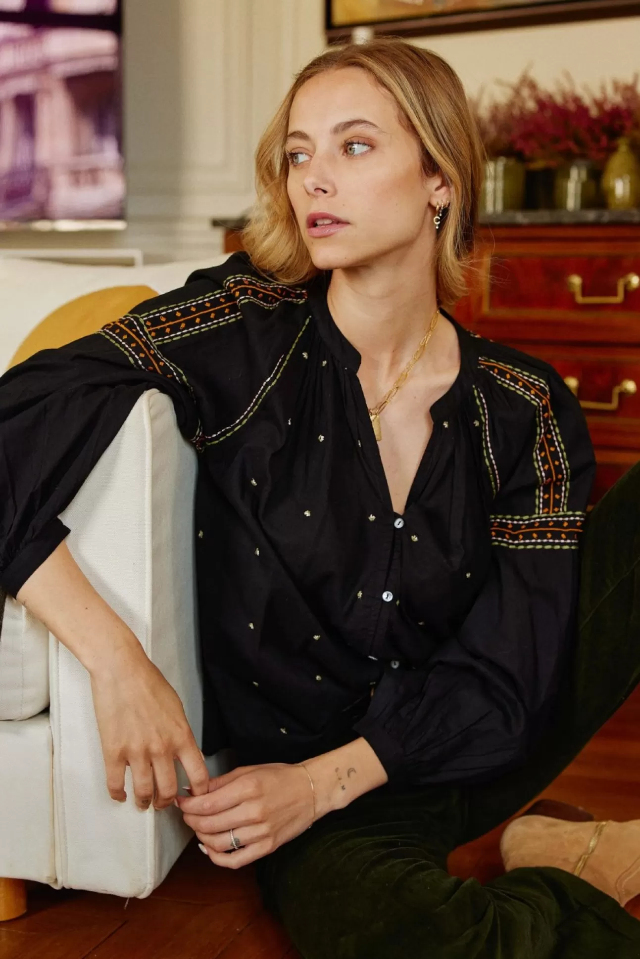 LA PETITE ÉTOILE Blouse Sloane Noir Shop