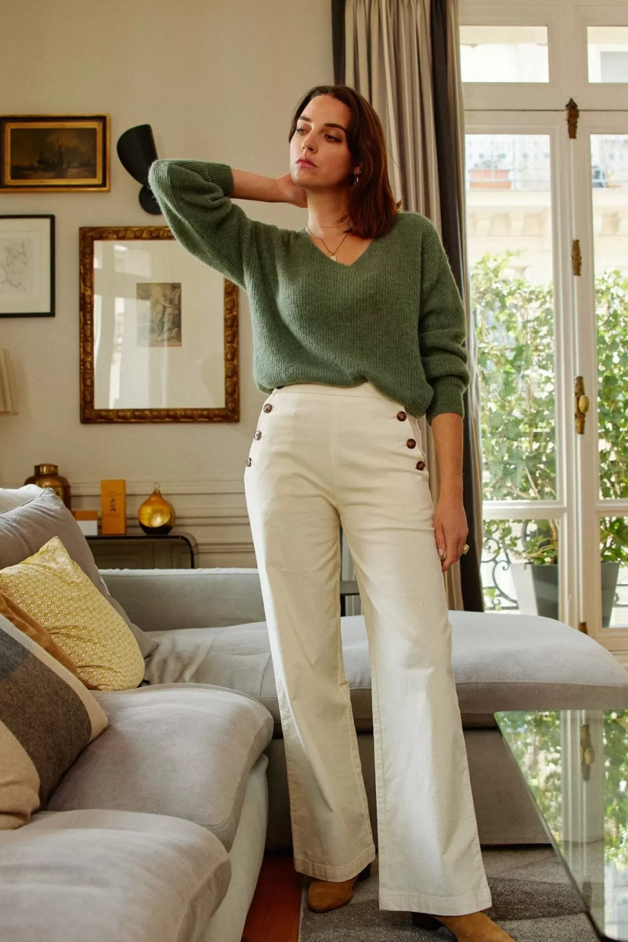 LA PETITE ÉTOILE Pantalon Cady V Ecru Clearance