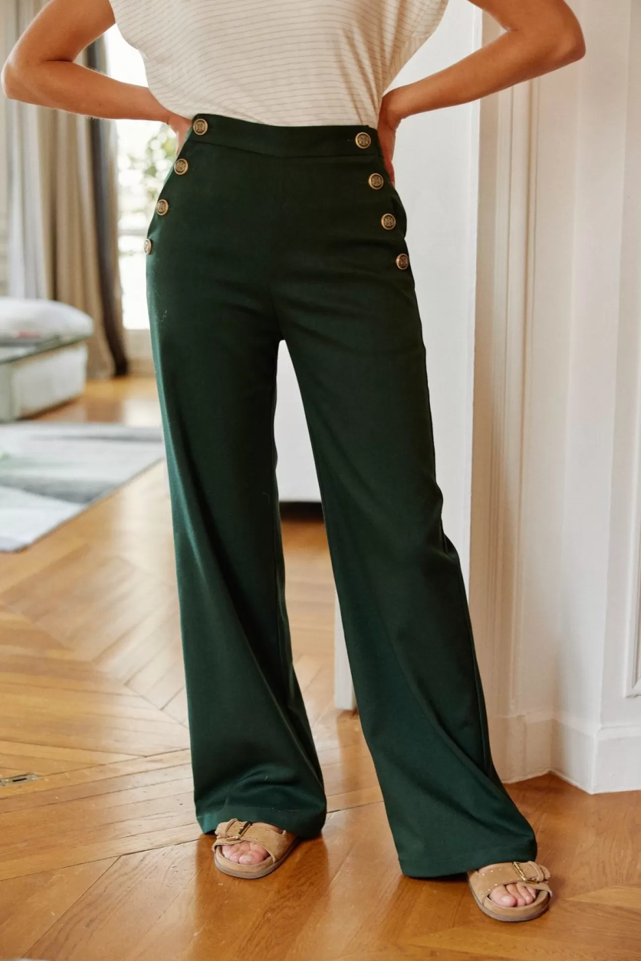 LA PETITE ÉTOILE Pants Cady Vert Clearance