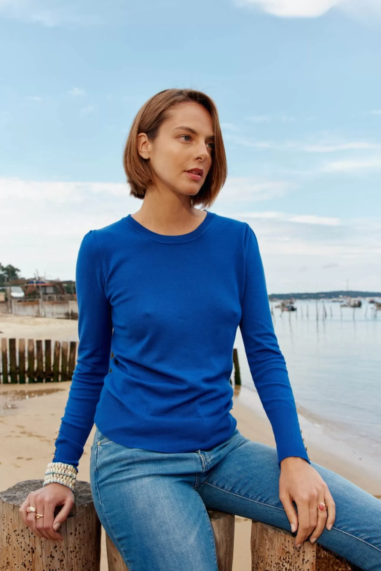 LA PETITE ÉTOILE Pull Beatrice Bleu Azur Flash Sale