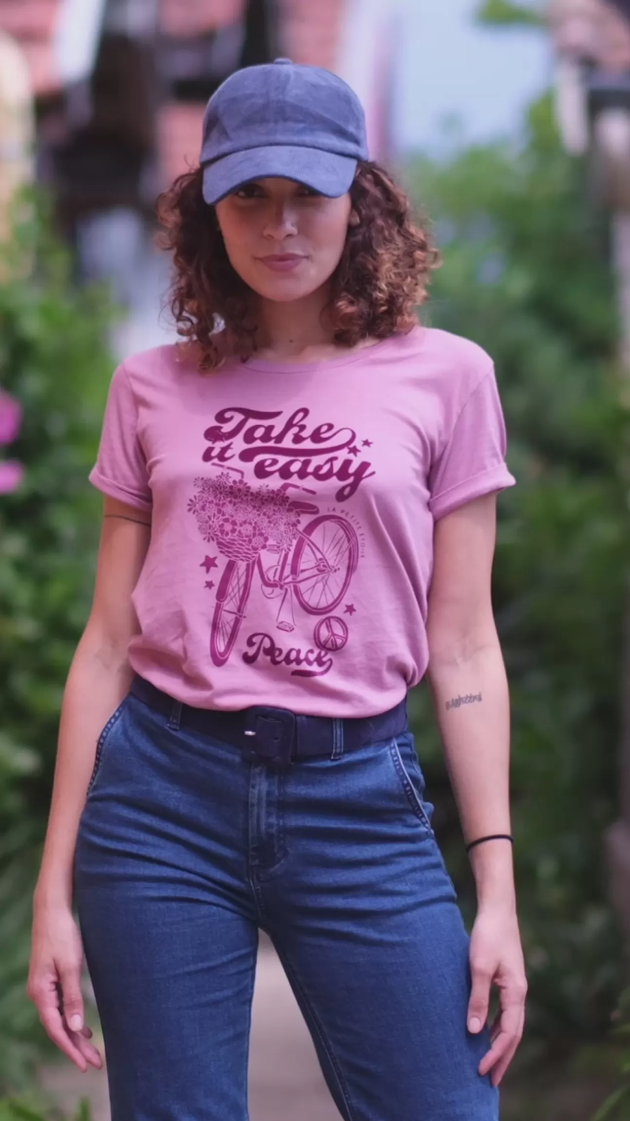 LA PETITE ÉTOILE T-Shirt Peace Vieux Rose Flash Sale