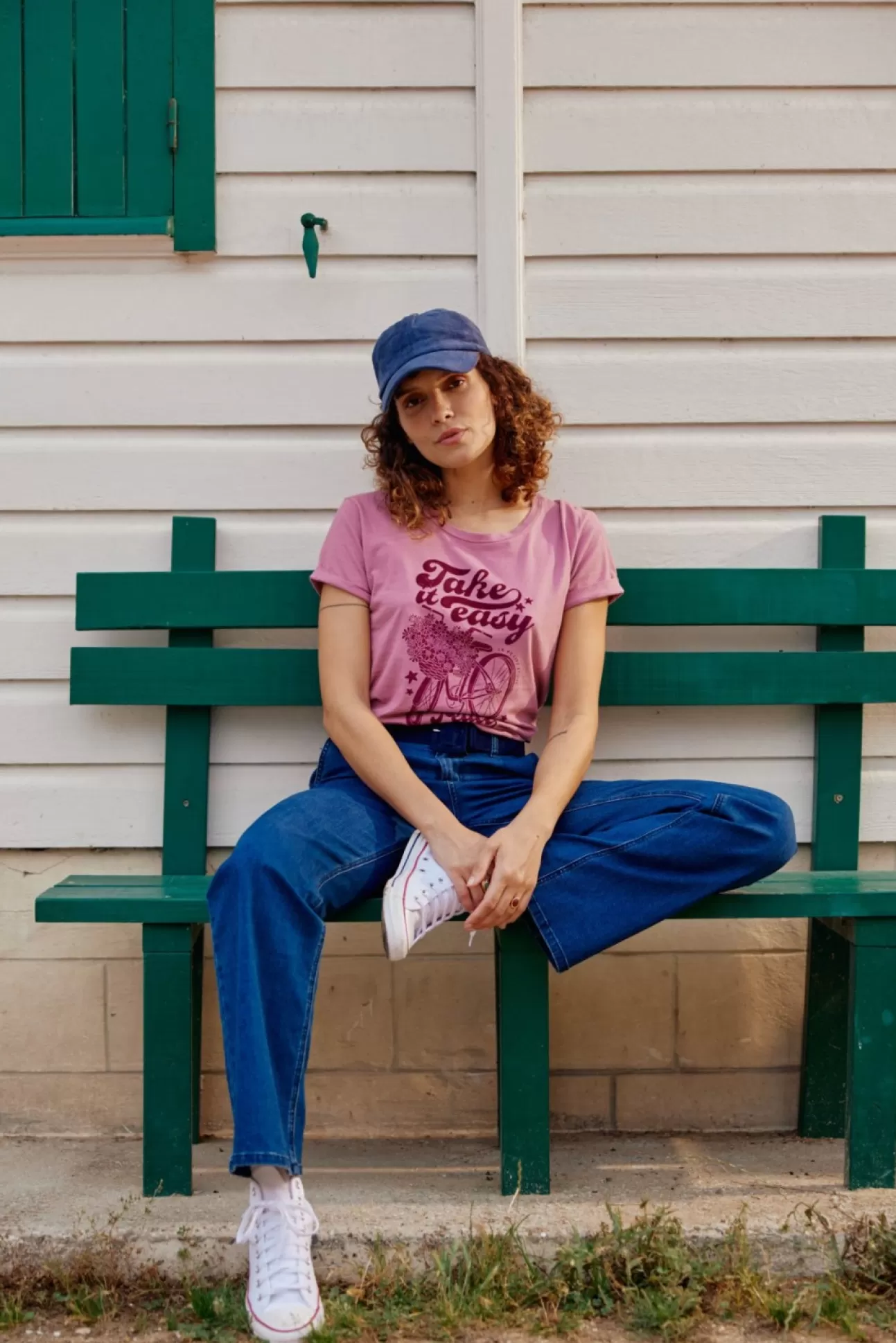 LA PETITE ÉTOILE T-Shirt Peace Vieux Rose Flash Sale